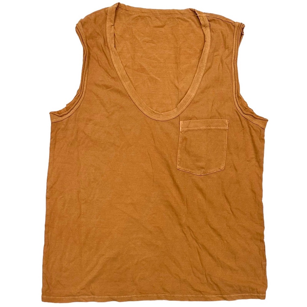 James Perse Women's Vintage Wash Pocket Sleeveless Tank Top Tee T-Shirt in Small